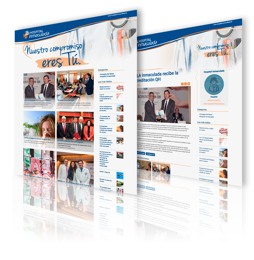 Página web del hospital Inmaculada desarrollada por App&Web Desarrollo web del HLA Inmaculada por App&Web