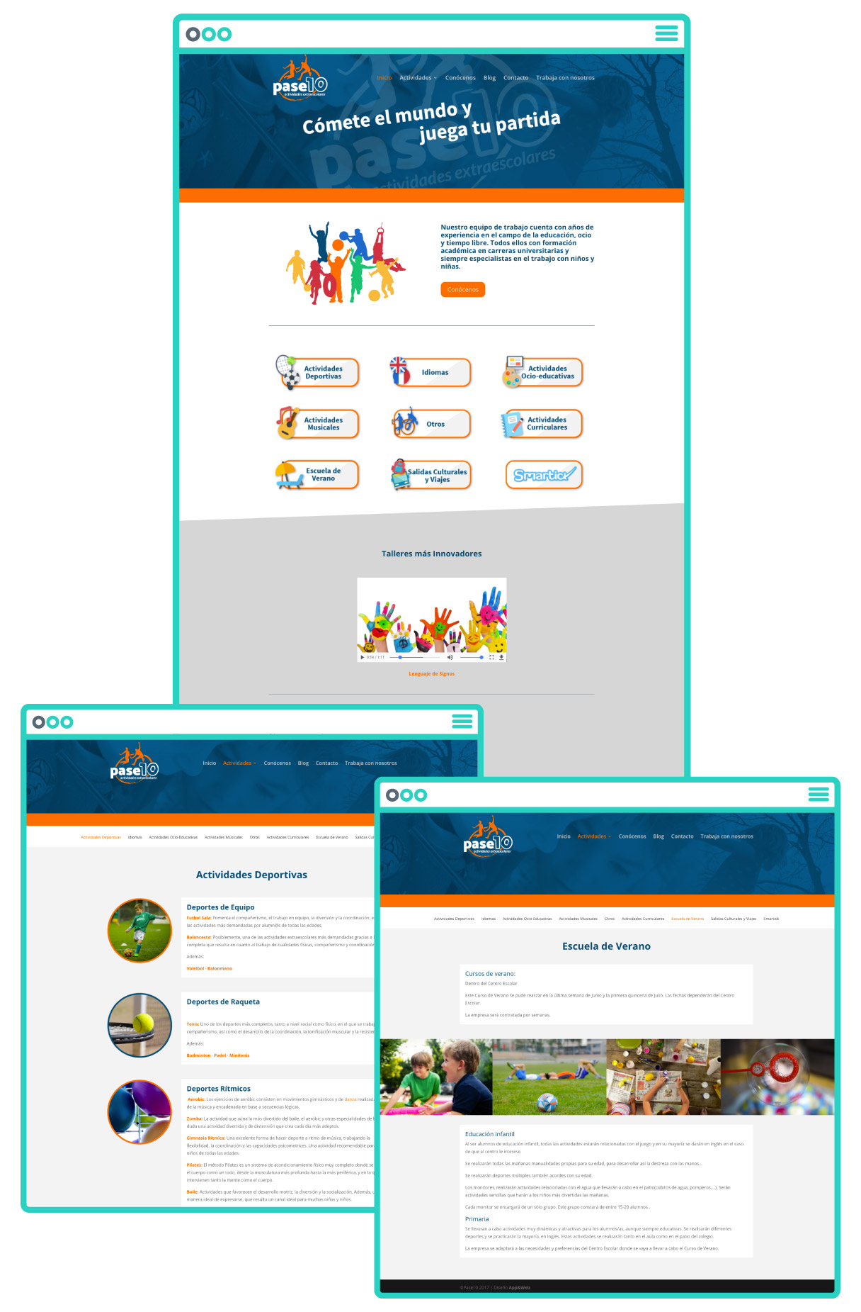 Página web de Pase10 Imágenes de la web de Pase10, proyecto destacado de App&Web