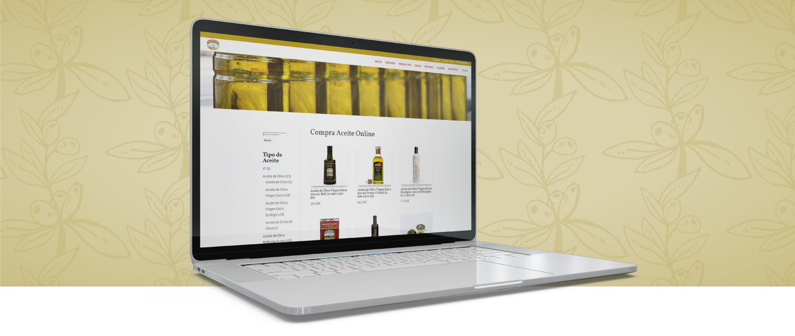 Imagen de la tienda online de Aceites Echinac Imagen del desarrollo de la tienda online a medida de Aceites Echinac