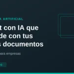 Documentos conectados a un bocadillo de chat que representa un asistente con IA